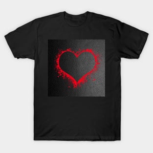 Red Heart Splatter on Black Background Graphic Designed Valentine's Day Gifts T-Shirt